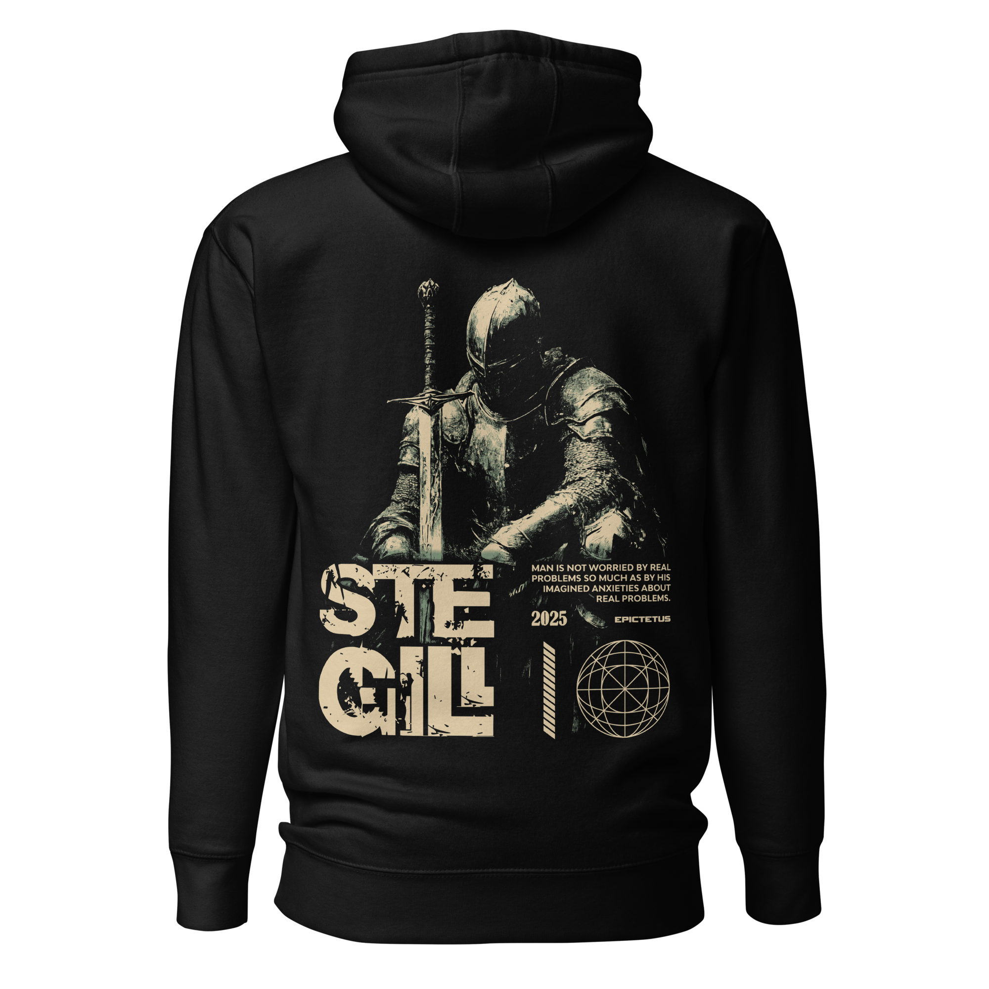Black SteGill The Lone Warrior featuring a bold graphic design on the front and a comfortable fit.