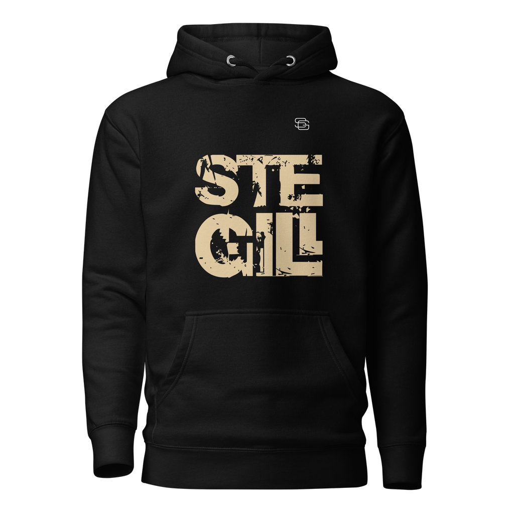 Black SteGill The Lone Warrior T-shirt featuring a bold front graphic design, made from comfortable cotton heritage fabric.