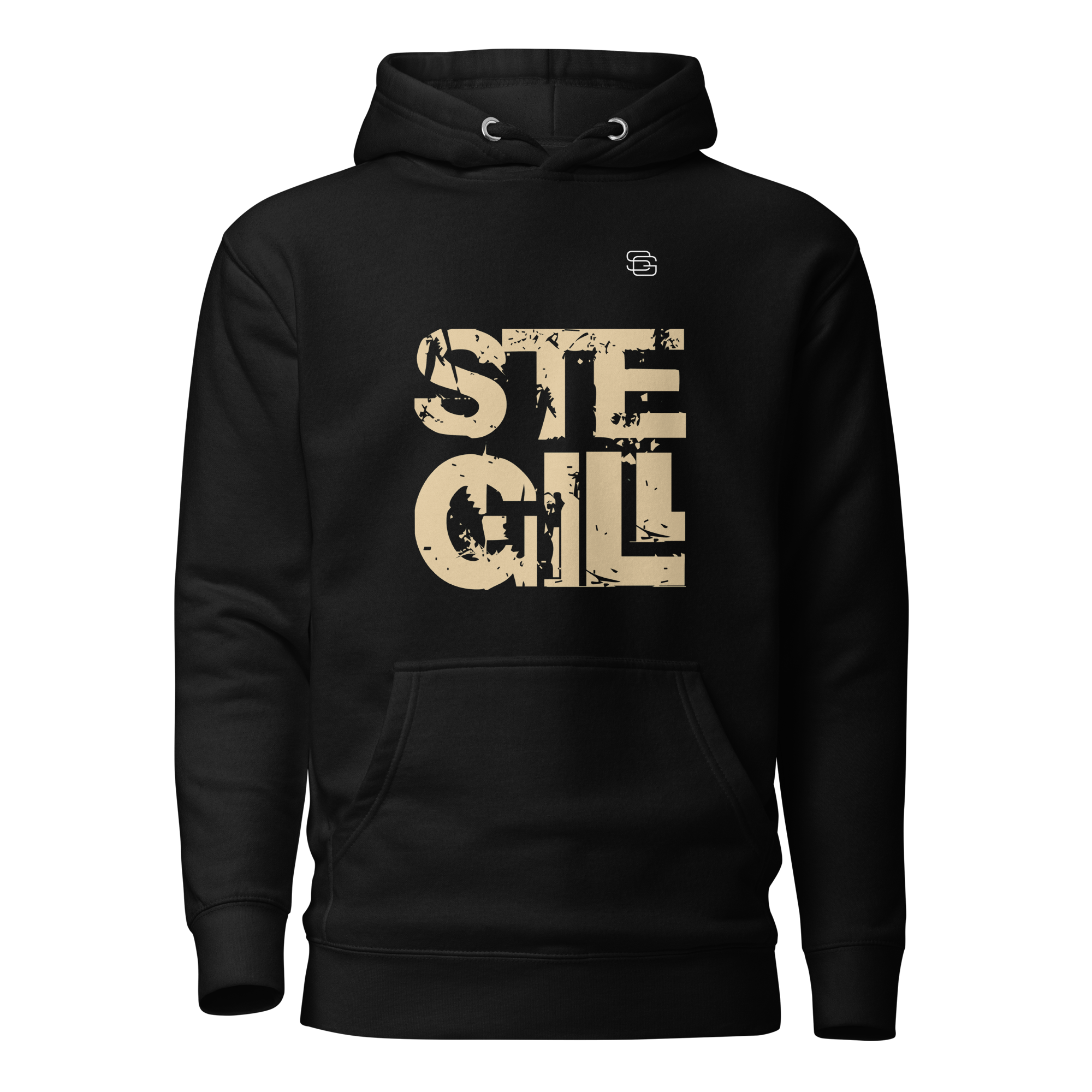 Black SteGill The Lone Warrior T-shirt featuring a bold front graphic design, made from comfortable cotton heritage fabric.
