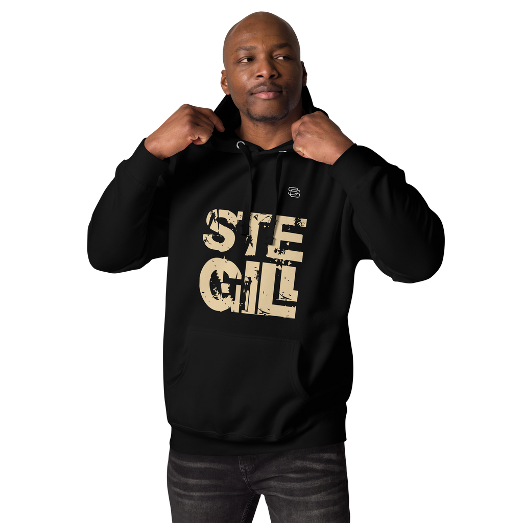 Black SteGill The Lone Warrior T-shirt featuring a bold graphic design on the front, made from soft cotton fabric.
