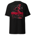 Black SteGill The Red Spartan unisex T-shirt with a graphic design on the back, featuring a bold red Spartan helmet.