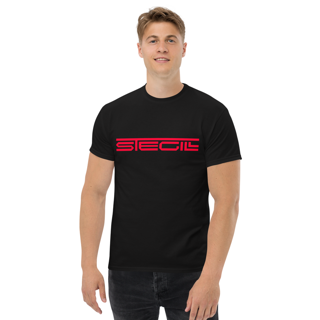 Black SteGill The Red Spartan unisex T-shirt with front graphic design, casual and comfortable everyday wear.