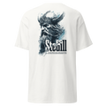 White SteGill Cold Viking unisex T-shirt with back graphic, casual fit, classic crew neck, and bold Viking design.