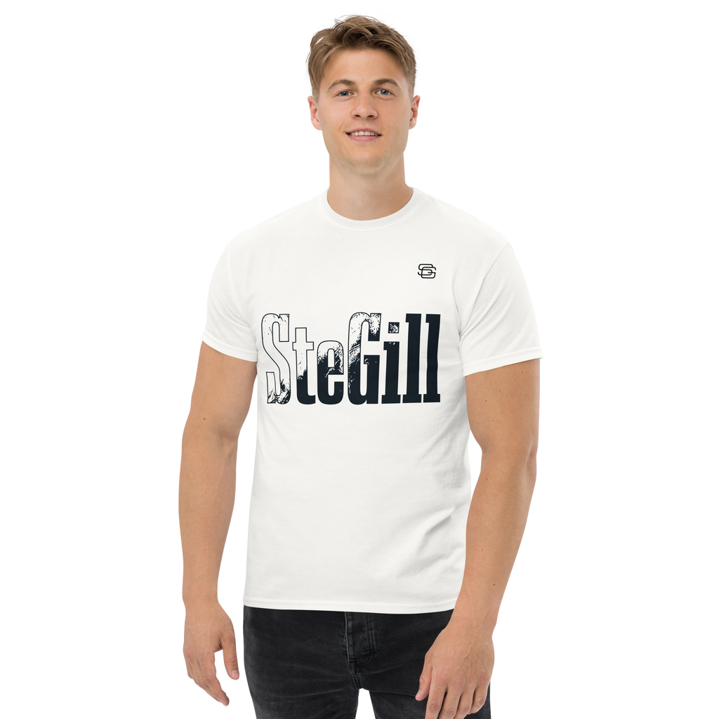 White SteGill The Cold Viking unisex T-shirt featuring a front graphic design with Viking-themed artwork.