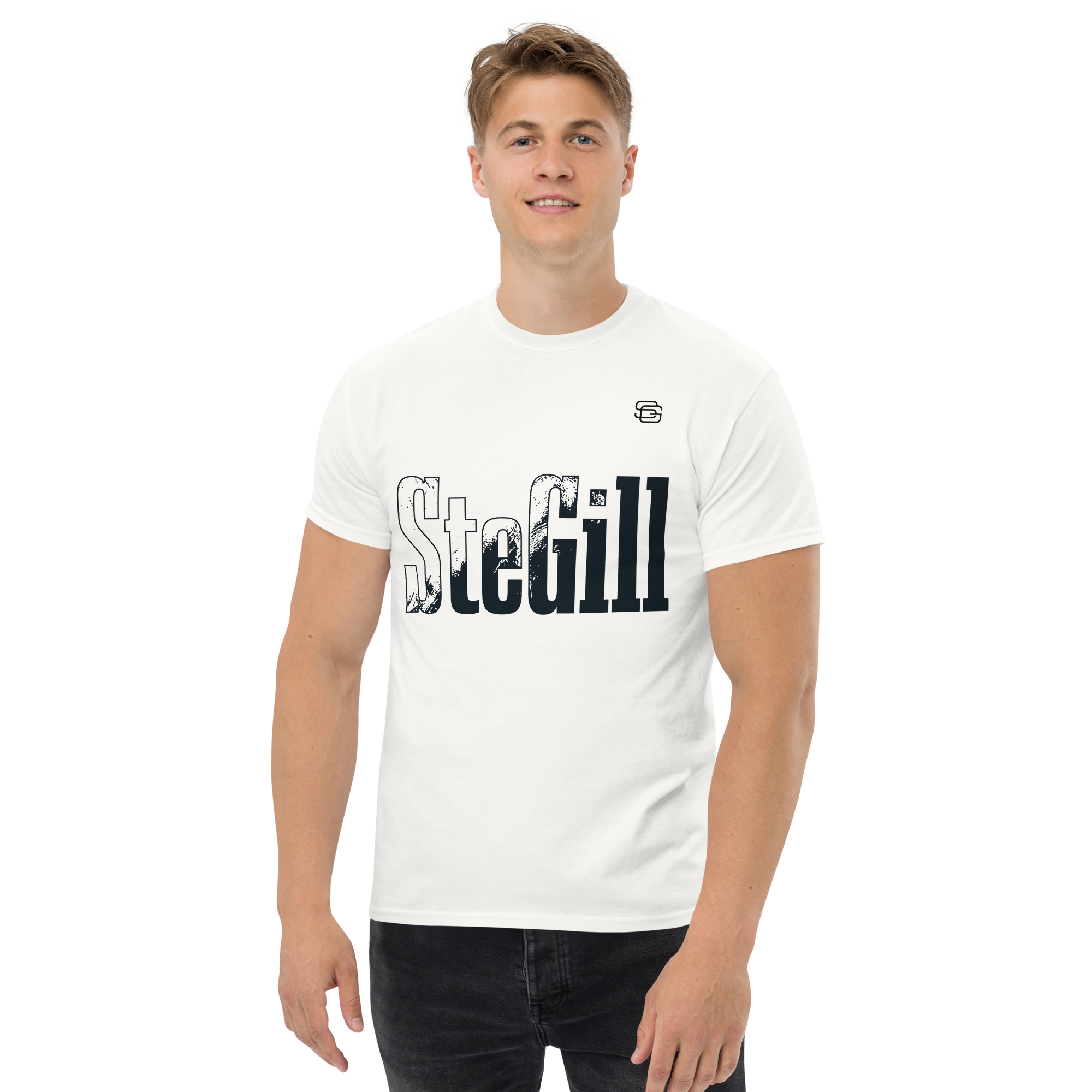 White SteGill The Cold Viking unisex T-shirt featuring a front graphic design with Viking-themed artwork.