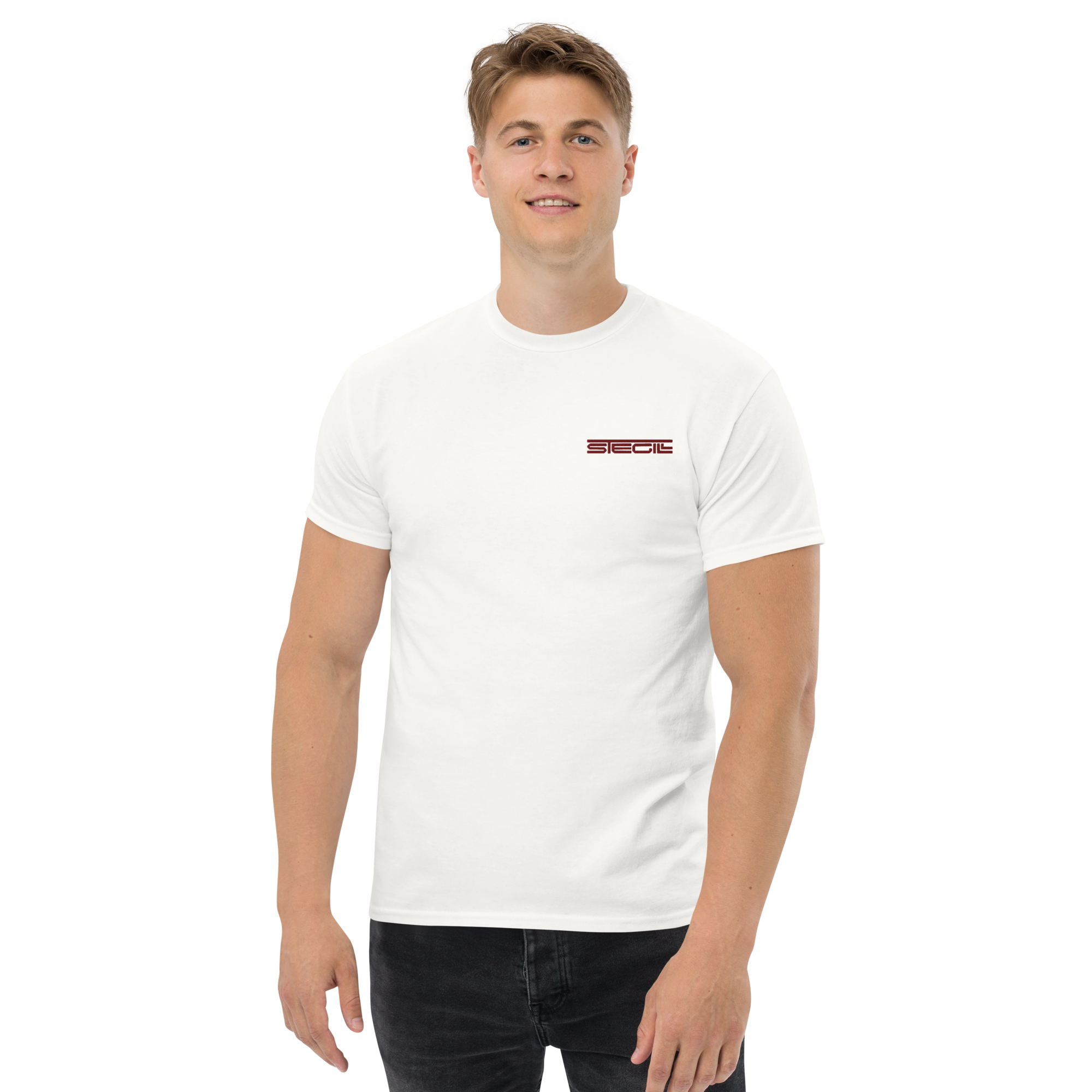 White SteGill The Fast Viking unisex T-shirt featuring a front graphic design for casual wear.