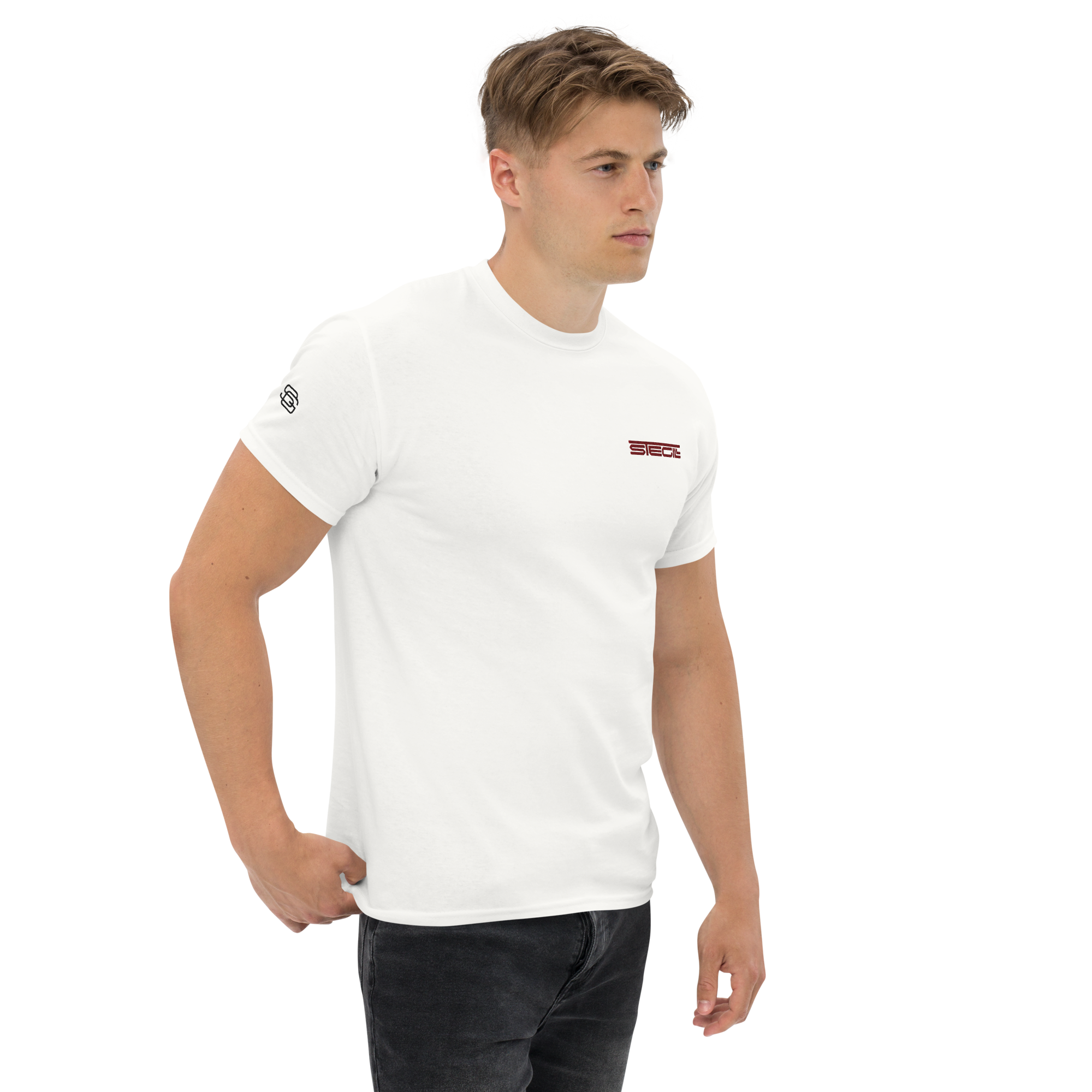 White SteGill The Fast Viking unisex T-shirt with front graphic design, classic fit, and soft cotton fabric.
